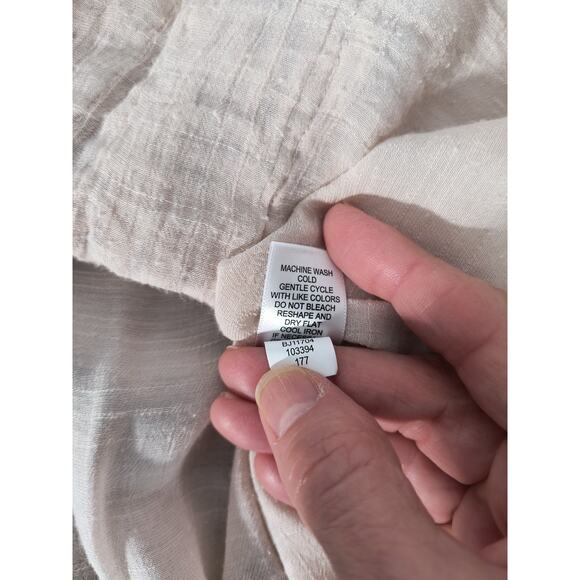 Spence Boho Tunic Top Women's Sz M Tan Adjustable Tie 3/4 Sleeve Pullover Lace - Picture 14 of 16